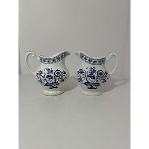 J&G Meakin Blue Nordic‎ Creamer Set of 2 England Ironstone Blue Floral Pitchers